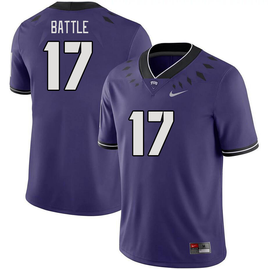 Men #17 Trent Battle TCU Horned Frogs 2023 College Footbal Jerseys Stitched-Purple - Click Image to Close